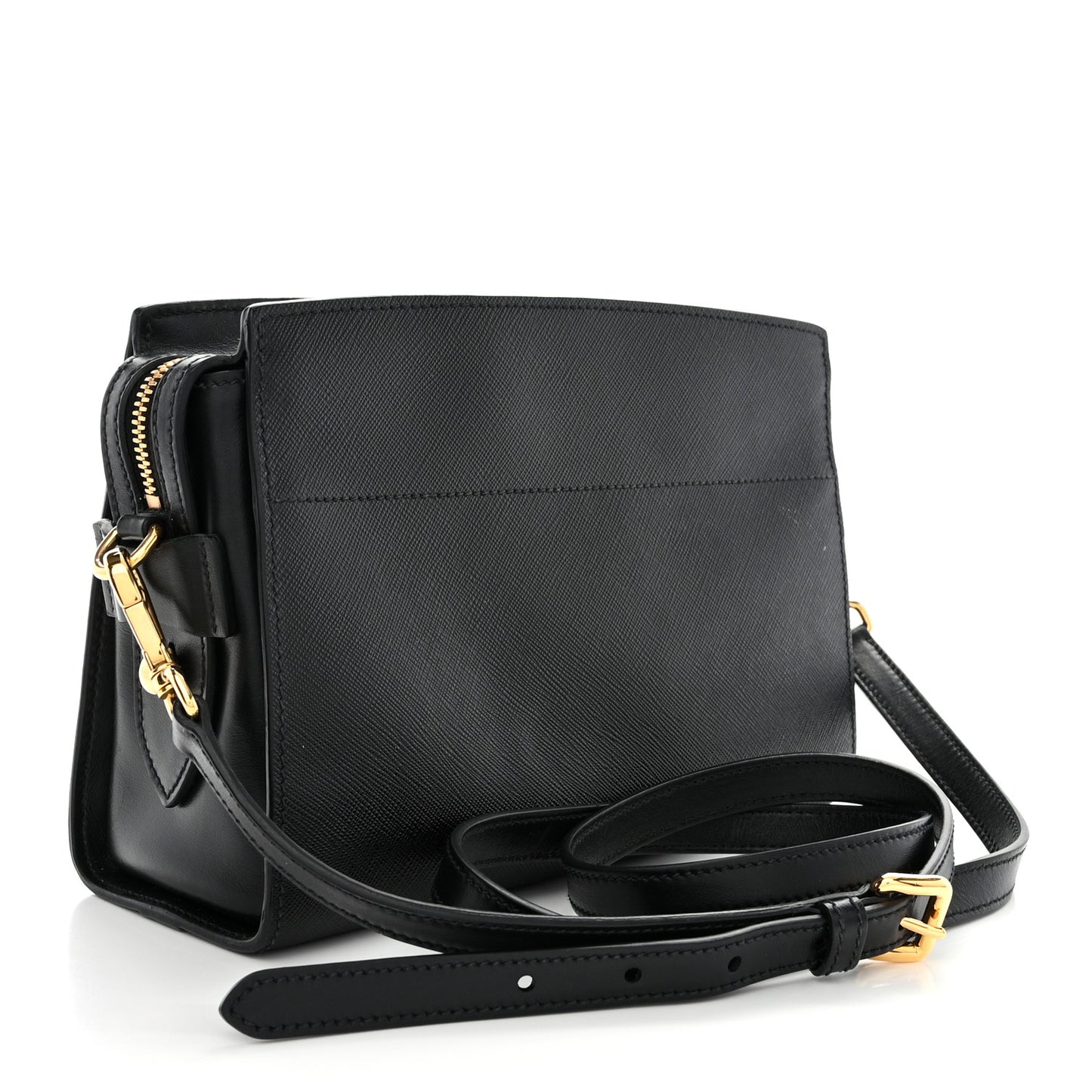 Saffiano City Calfskin Esplanade Crossbody Bag Black