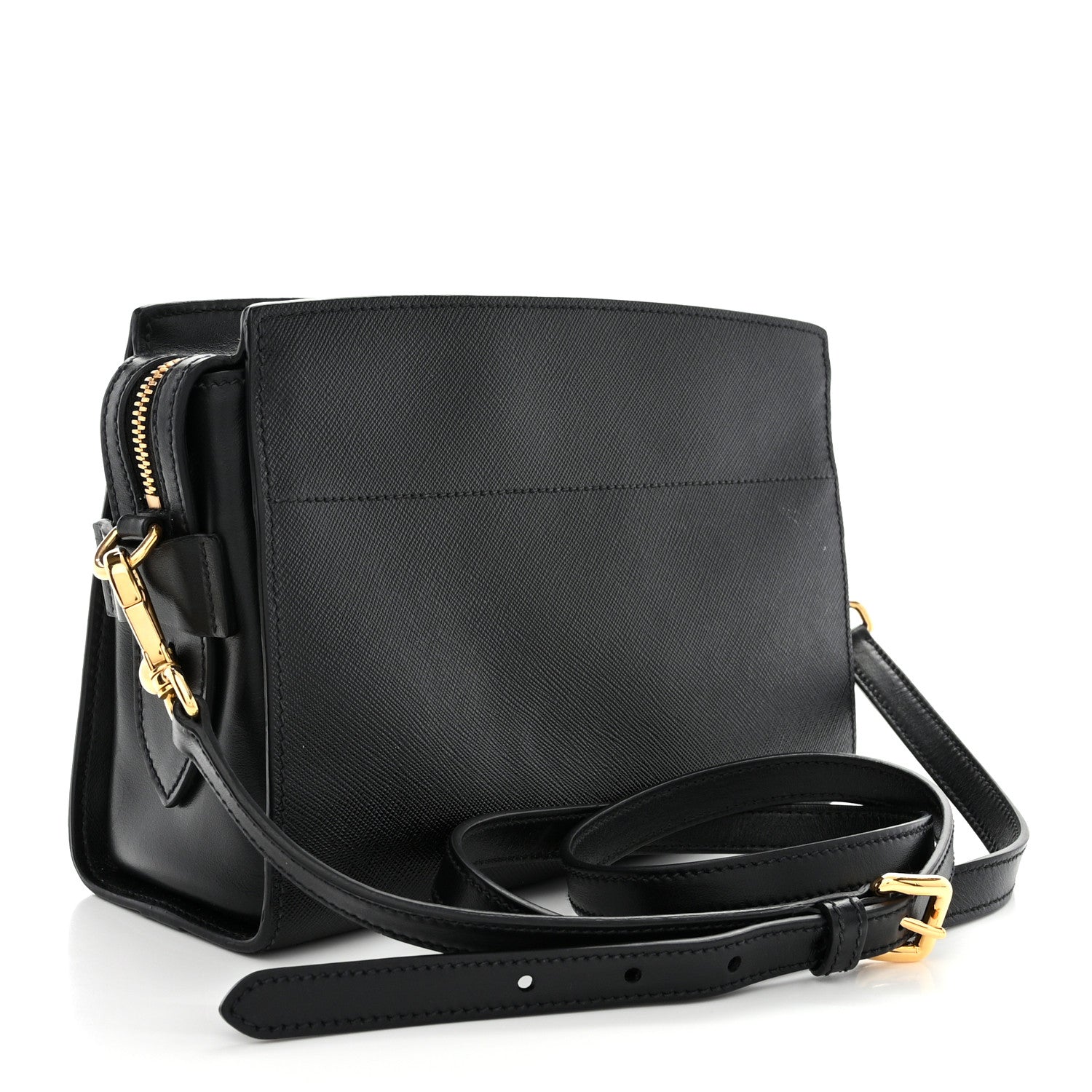 Prada Saffiano City Calfskin Esplanade Crossbody Bag Black 3 of 11