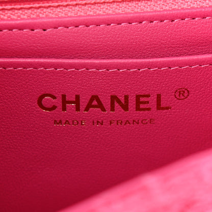 Chanel Wool Tweed Quilted Mini Rectangular Flap Dark Pink Fuchsia 6 of 11