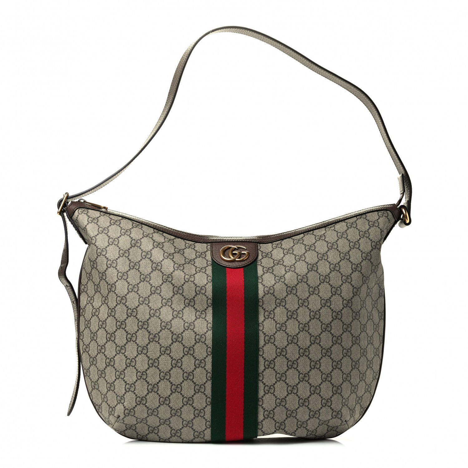 Gucci GG Supreme Monogram Web Ophidia Half Moon Hobo Brown 1 of 4