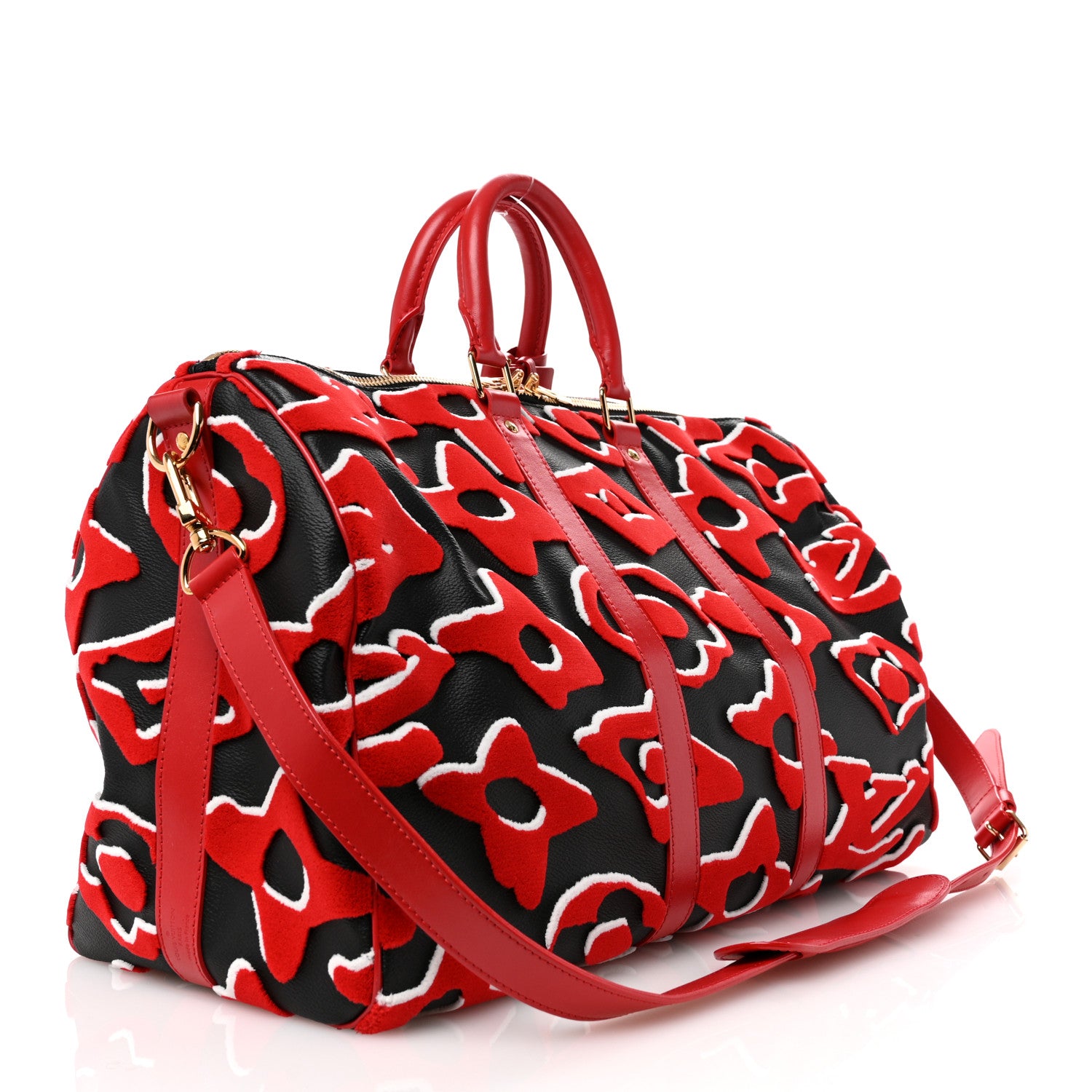 Louis Vuitton X UF Tufted Monogram Keepall Bandouliere 45 Black Red 2 of 9