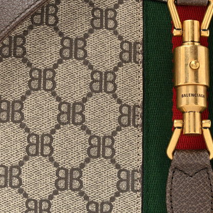 Gucci X BALENCIAGA BB Supreme Monogram Calfskin Web Small Jackie 1961 Hobo Beige Ebony 8 of 10