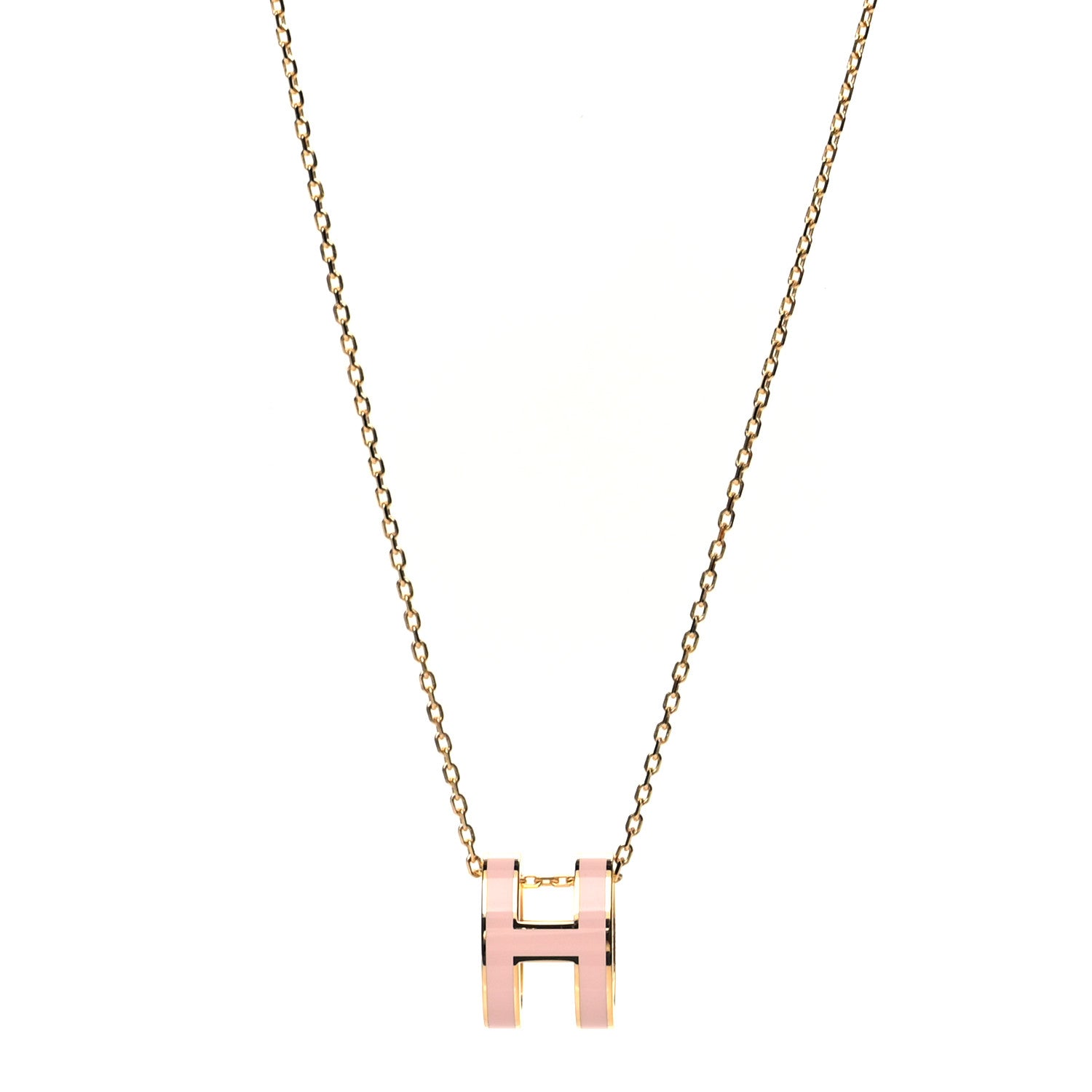 Hermes Lacquered Rose Gold Pop H Pendant Necklace Rose Dragee 1 of 4
