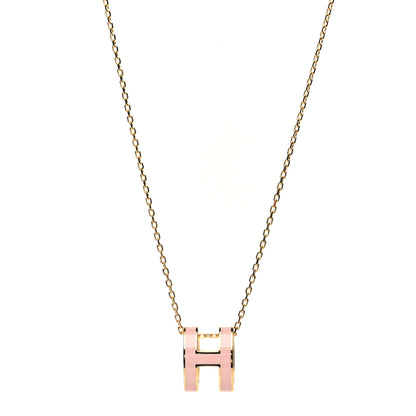 Hermes Lacquered Rose Gold Pop H Pendant Necklace Rose Dragee 1 of 4