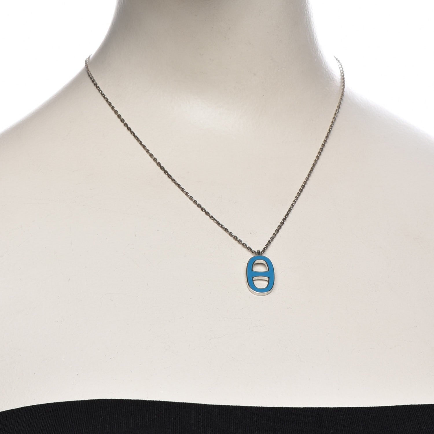 Hermes Lacquered Iliade Pendant Necklace Bleu Paradis 2 of 7