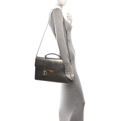 Celine Grained Calfskin Cartable Medium Briefcase Silver 2 of 9