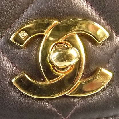 Chanel Lambskin Quilted 5 Chain Small Flap Dark Brown 7 of 9