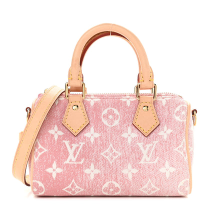 Louis Vuitton Monogram Jacquard Denim Nano Speedy Bandouliere Pink 1 of 10