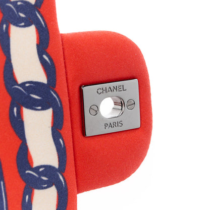 Chanel Silk Chain Printed Medium Single Flap Red 9 of 14