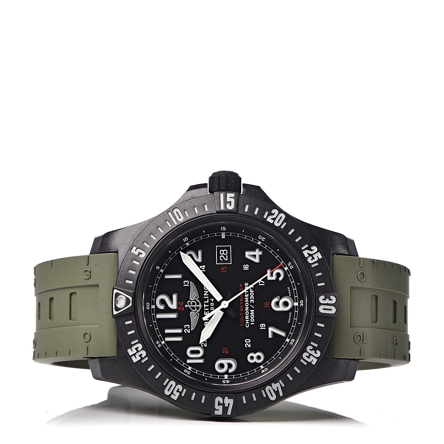 Breitling Breitlight Rubber 45mm Colt Skyracer Automatic Watch Green X74320 3 of 8