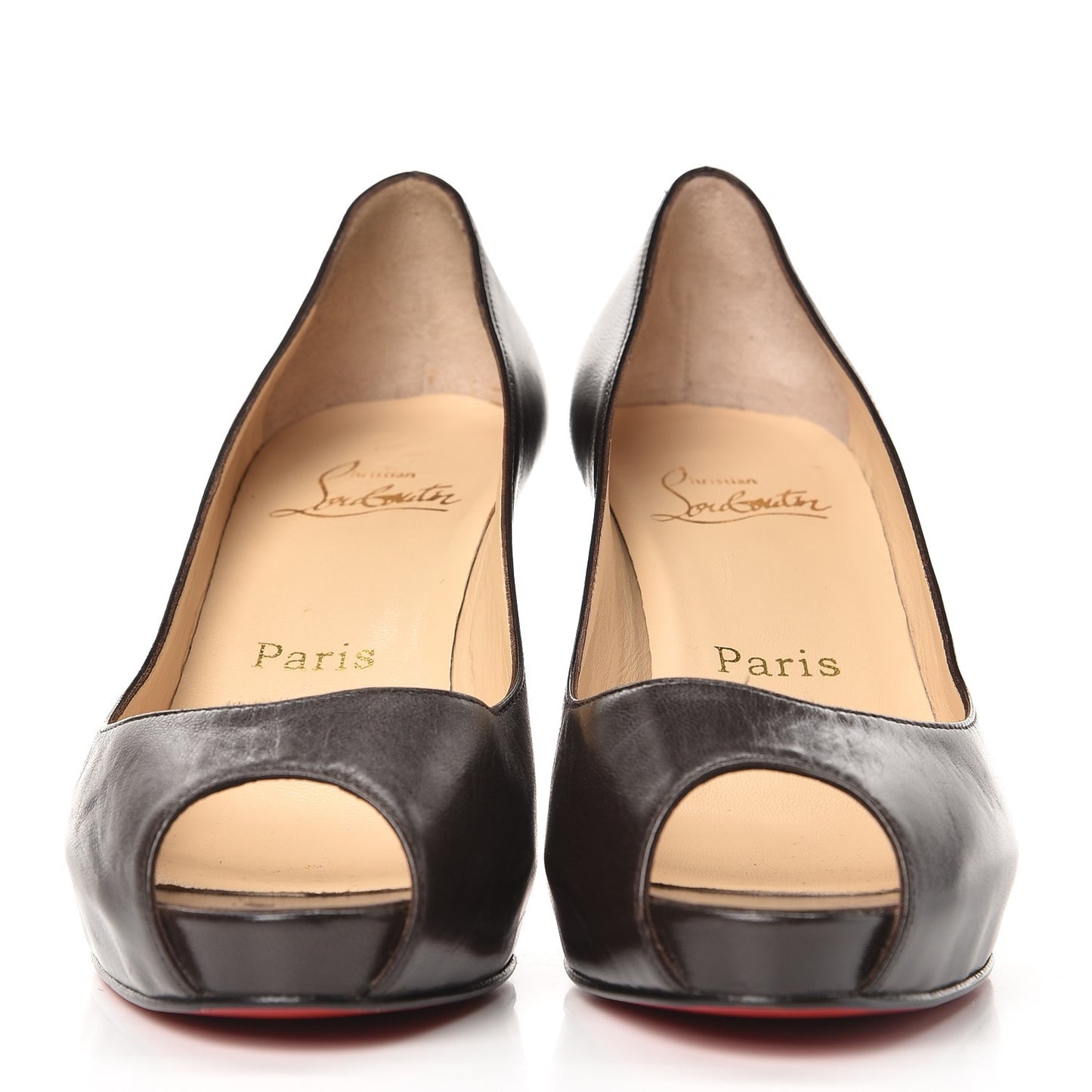 Calfskin 90 Platform Peep Toe Pumps 37.5 Brown