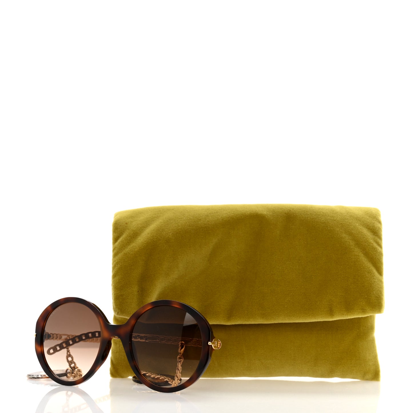 Acetate Detachable Charm Oversized Frame Round Sunglasses GG0726S Havana