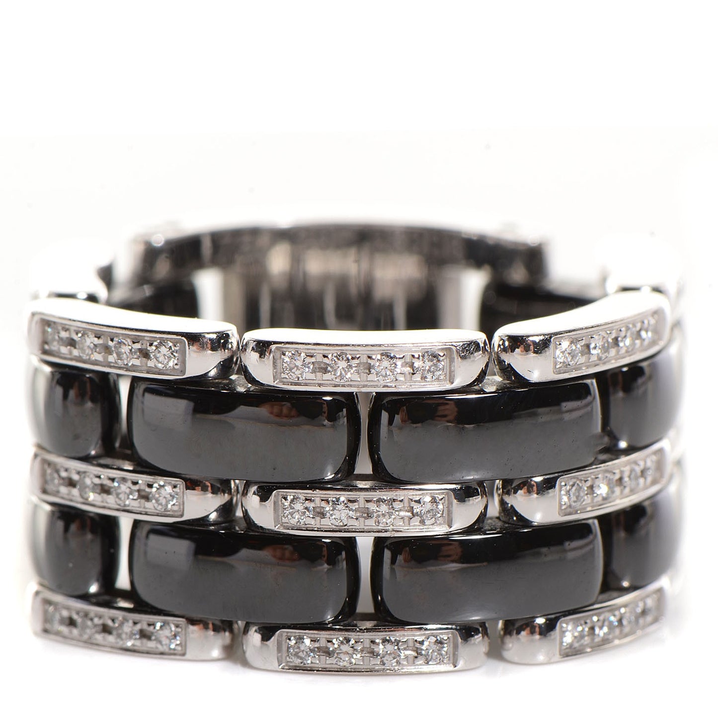 18K White Gold Diamond Ceramic Large Ultra Ring Black 8