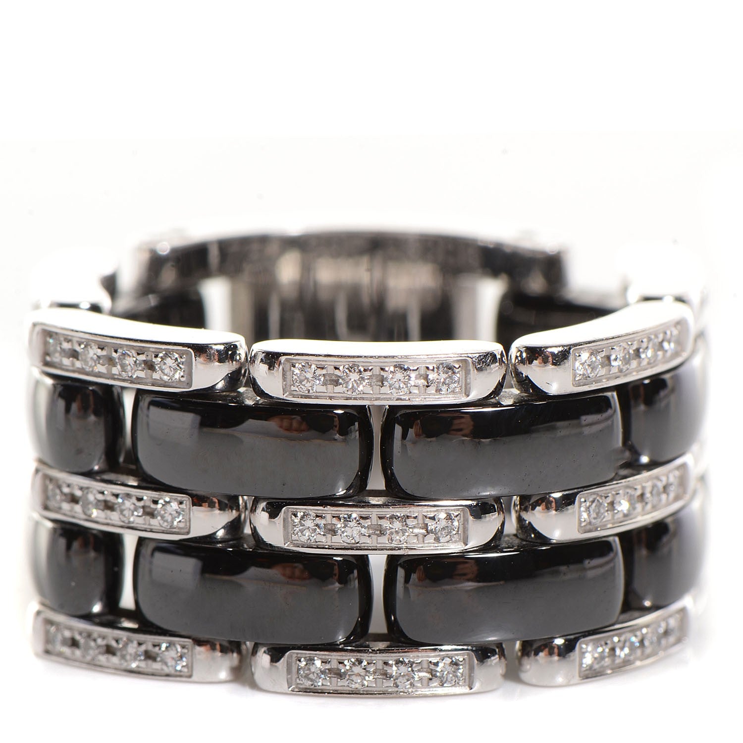 Chanel 18K White Gold Diamond Ceramic Large Ultra Ring Black 8 1 of 21