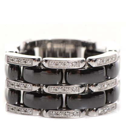 Chanel 18K White Gold Diamond Ceramic Large Ultra Ring Black 8 1 of 21