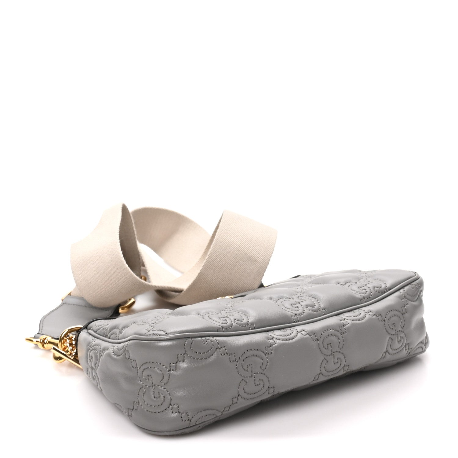 Gucci Calfskin GG Matelasse Chain Handbag Dusty Grey Natural 3 of 9