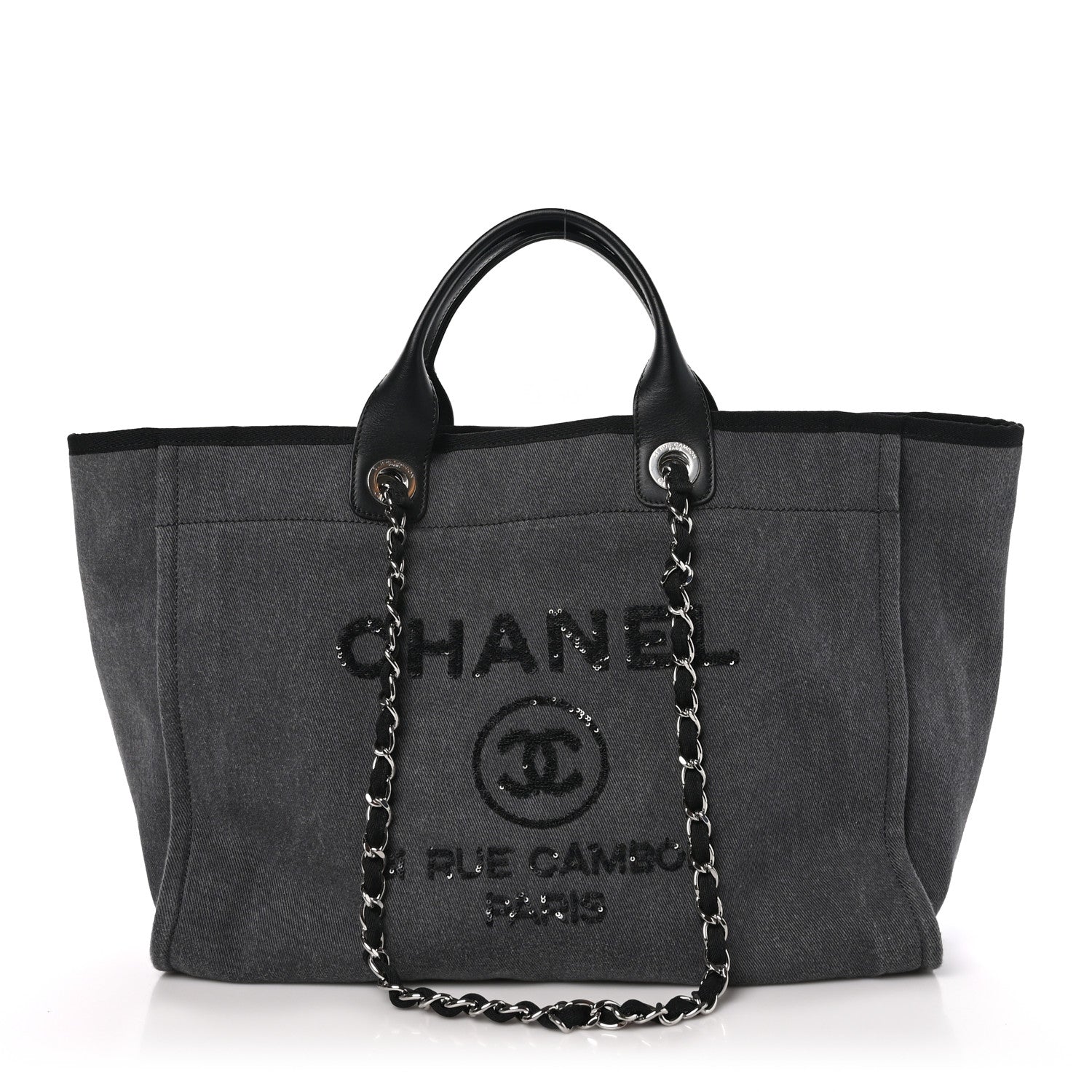 Chanel Canvas Sequin Medium Deauville Tote Charcoal 1 of 10