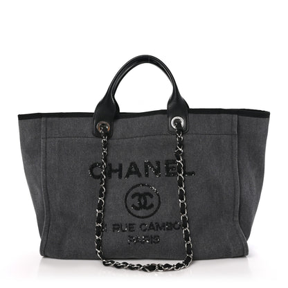 Chanel Canvas Sequin Medium Deauville Tote Charcoal 1 of 10