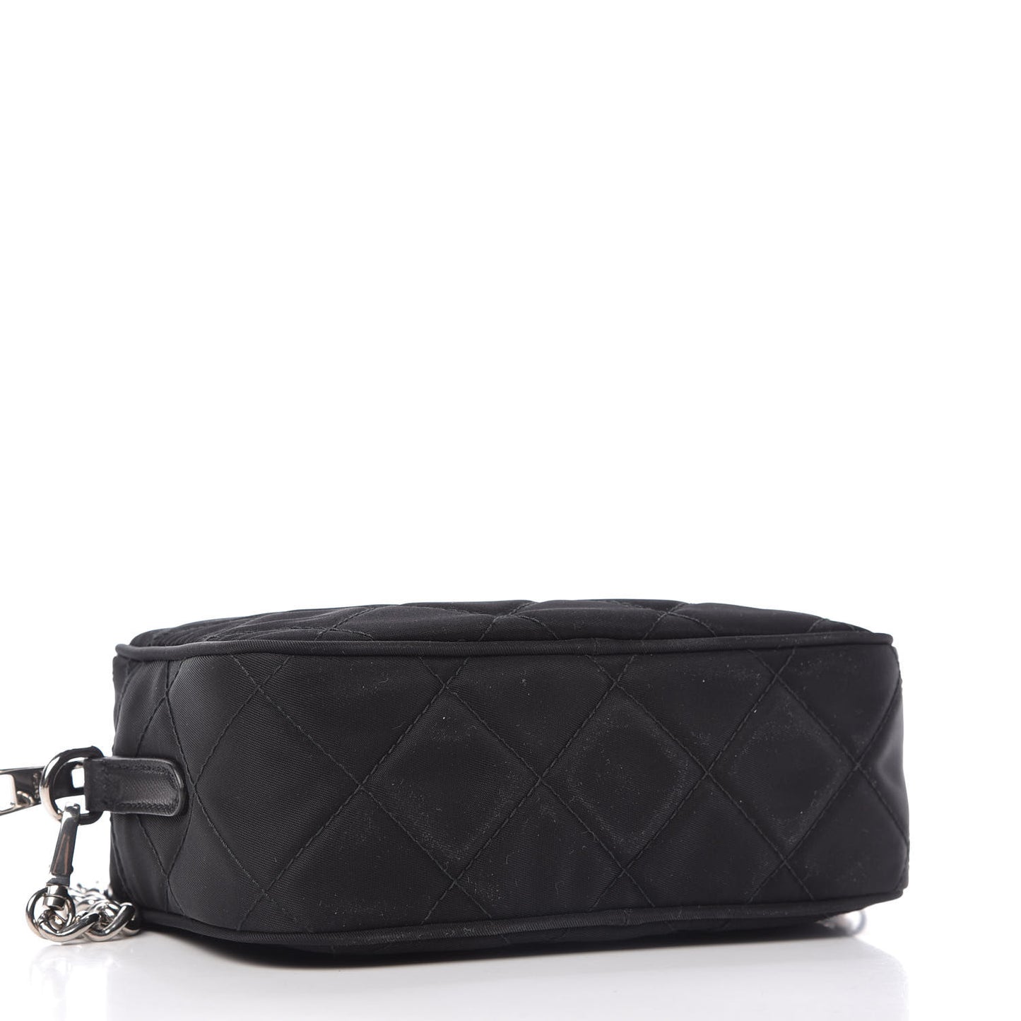 Nylon Tessuto Impuntu Quilted Chain Crossbody Black