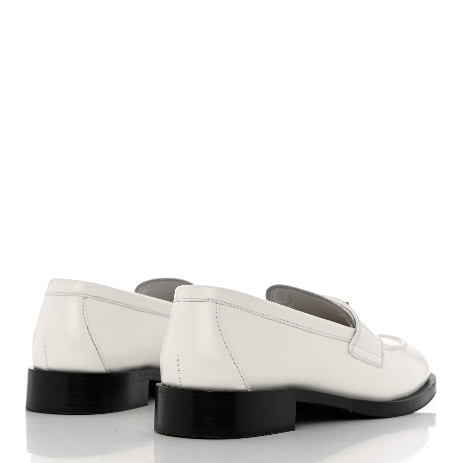 Prada Brushed Calfskin Metal Triangle Logo 20mm Loafers 38.5 White 4 of 9