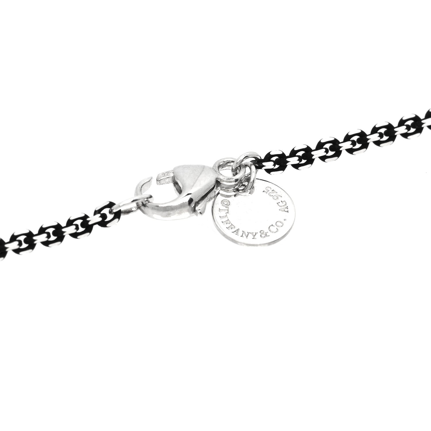 Tiffany Sterling Silver Enamel 1.75mm Chain Necklace Black 30" 5 of 6