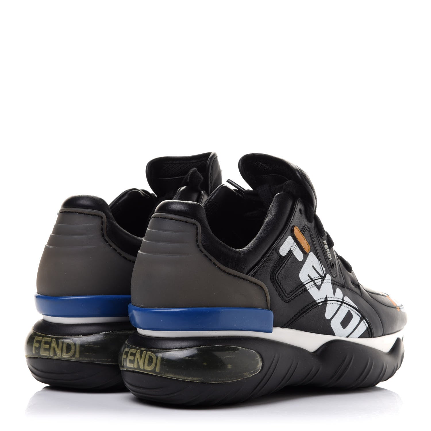 Fendi X FILA Vitello Mania Painted Womens Chunky Sneakers 36 Black Zucca Ice White 4 of 10