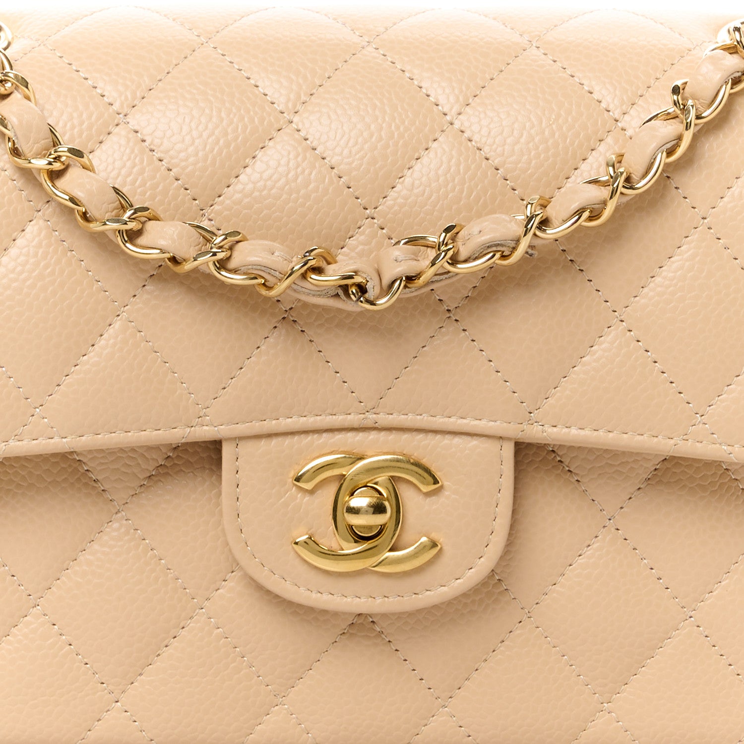 Chanel Caviar Quilted Small Double Flap Beige 9 of 13
