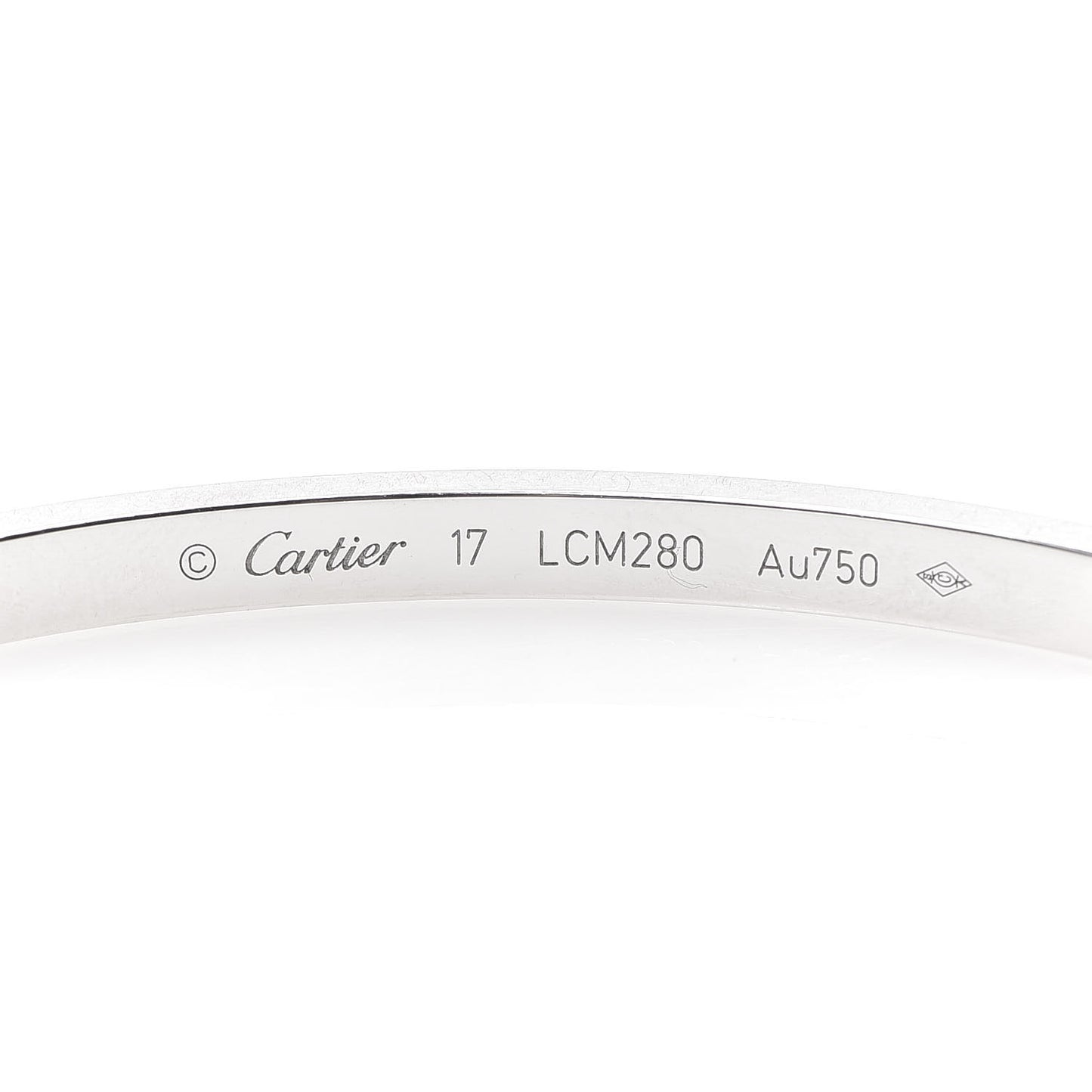 18K White Gold 6 Diamond Small LOVE Bracelet 17