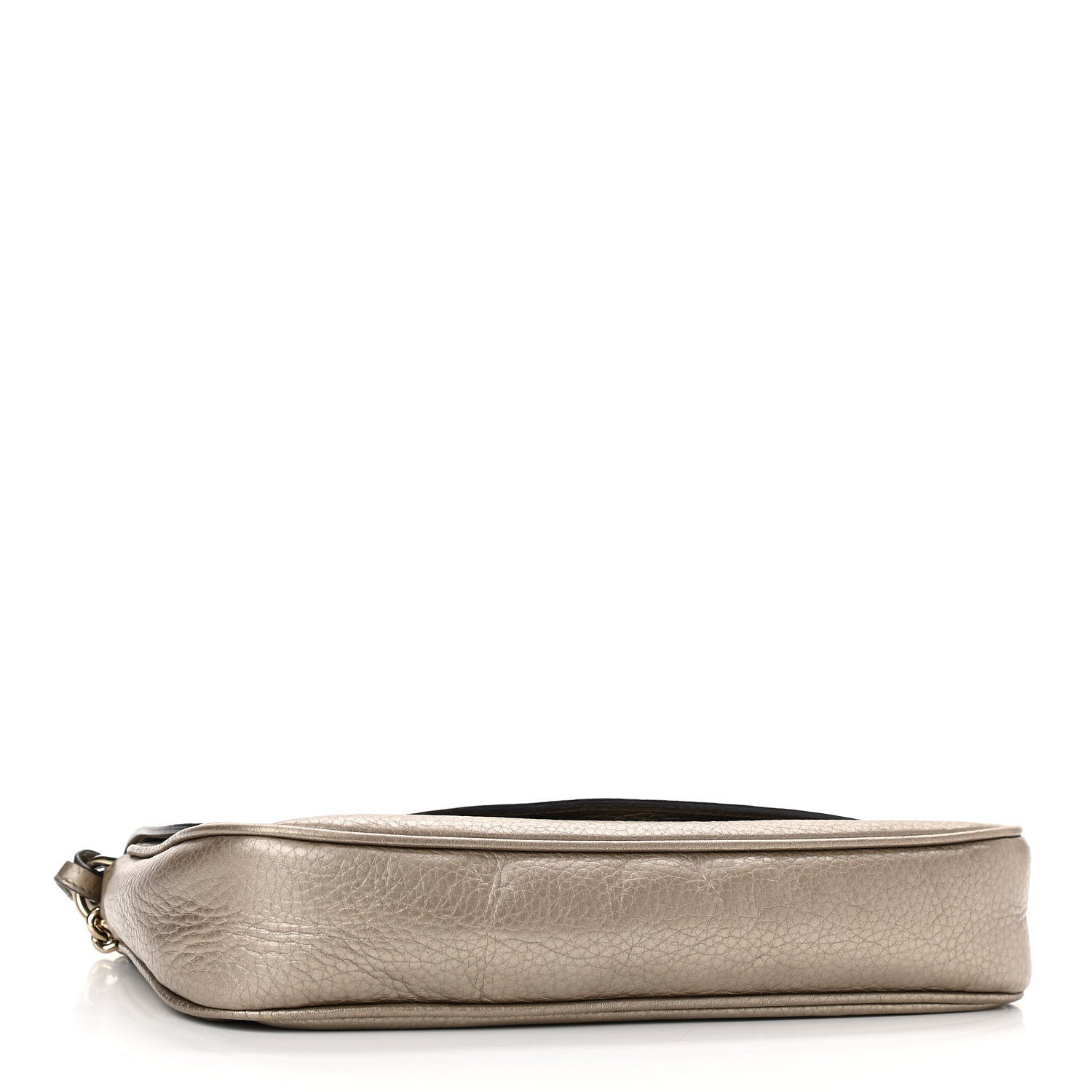 Gucci Metallic Pebbled Calfskin Medium Soho Flap Crossbody Golden Beige 3 of 10