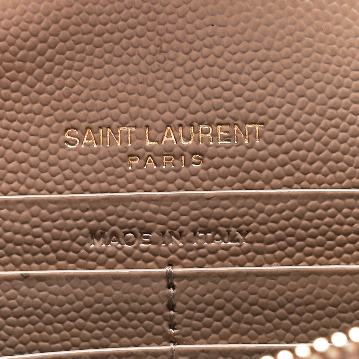Saint Laurent Grain De Poudre Matelasse Chevron Monogram Envelope Chain Wallet Dark Beige 6 of 13