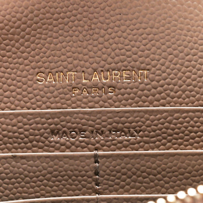 Saint Laurent Grain De Poudre Matelasse Chevron Monogram Envelope Chain Wallet Dark Beige 6 of 13