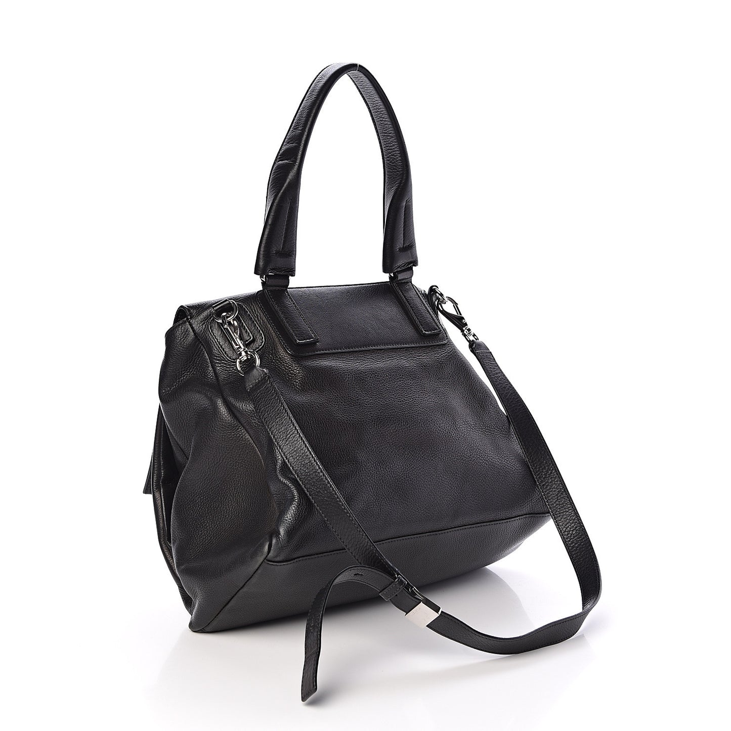 Waxy Grained Calfskin Medium Pandora Pure Flap Bag Black