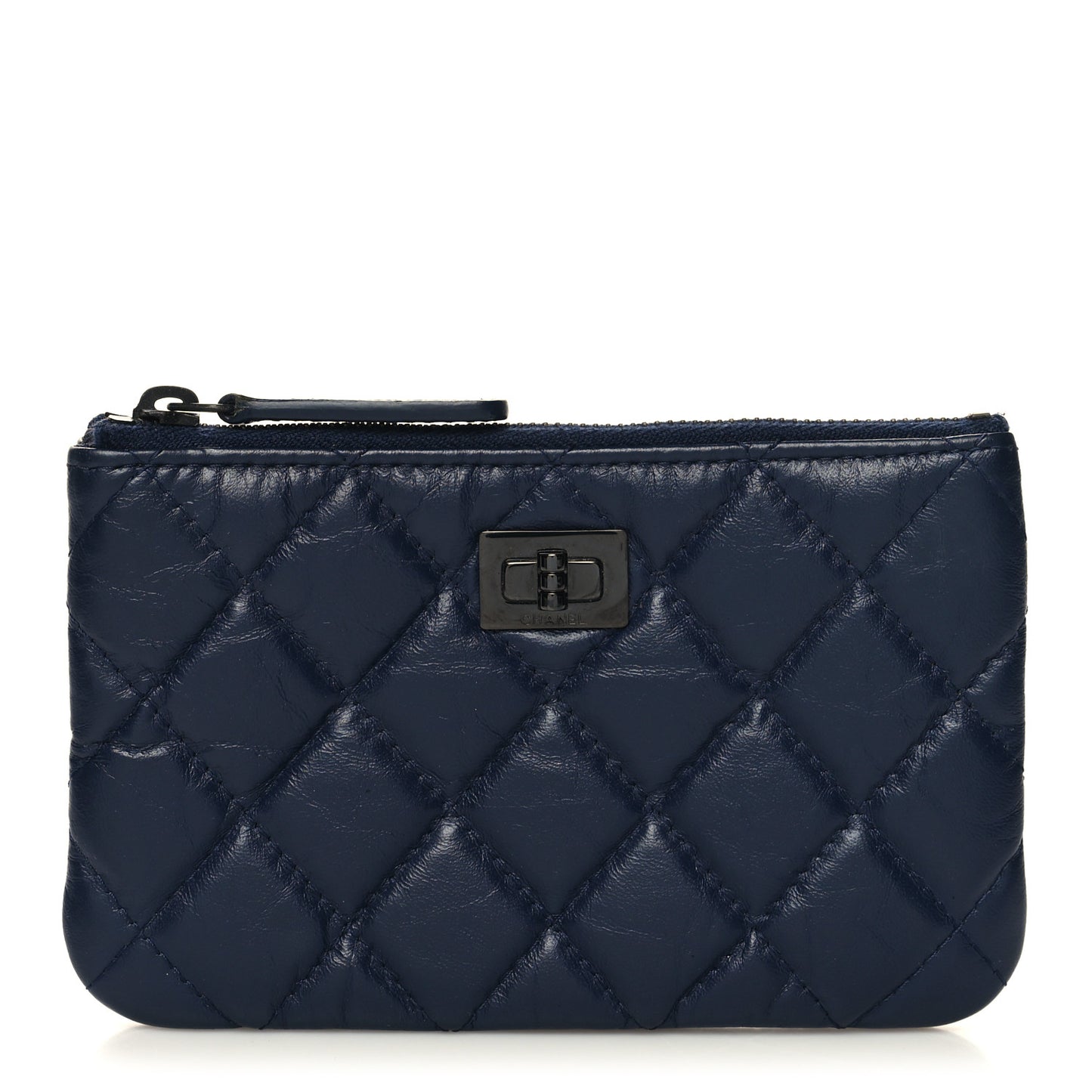 Aged Calfskin Quilted Small Reissue Cosmetic Case Navy