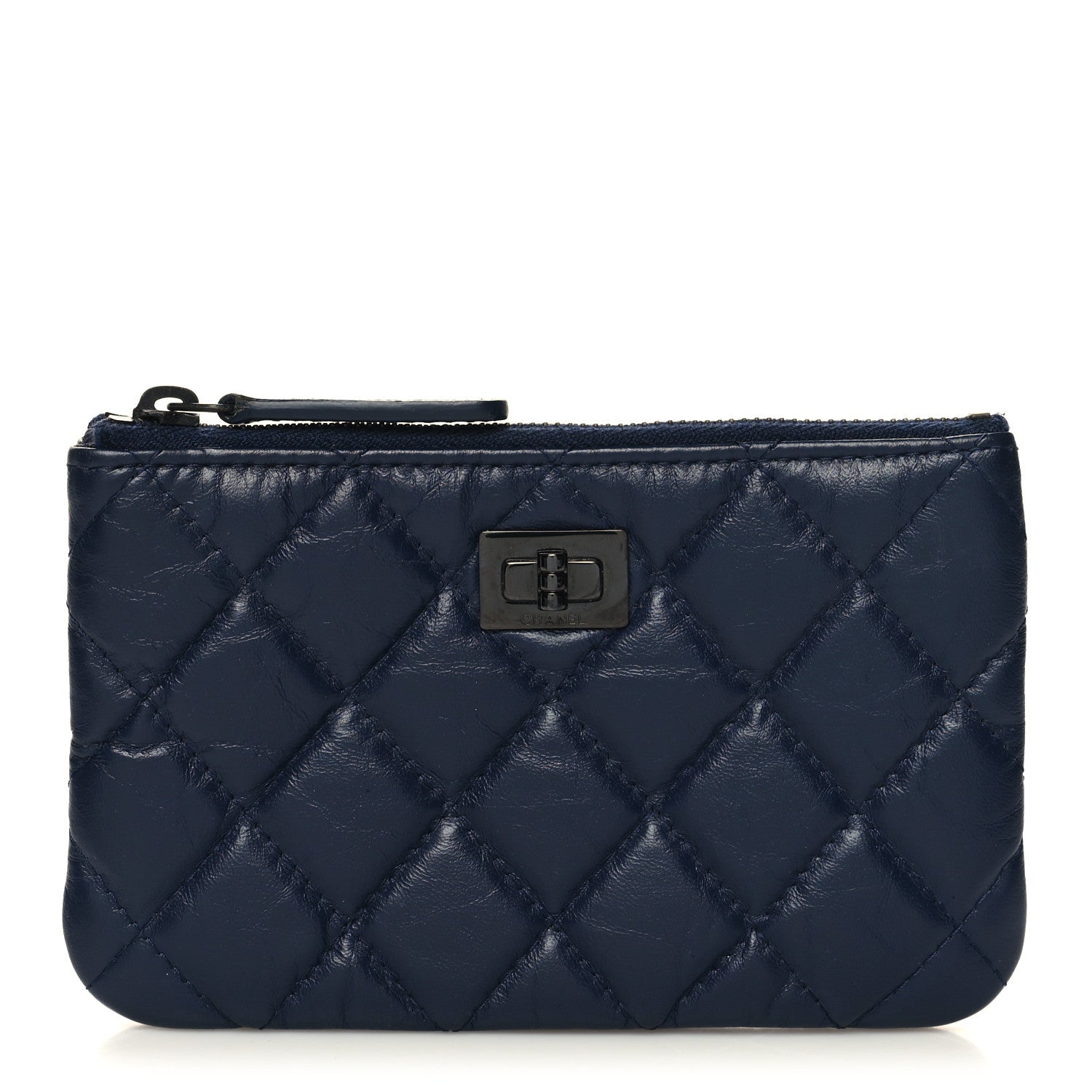 Chanel Aged Calfskin Quilted Small Reissue Cosmetic Case Navy 1 of 9
