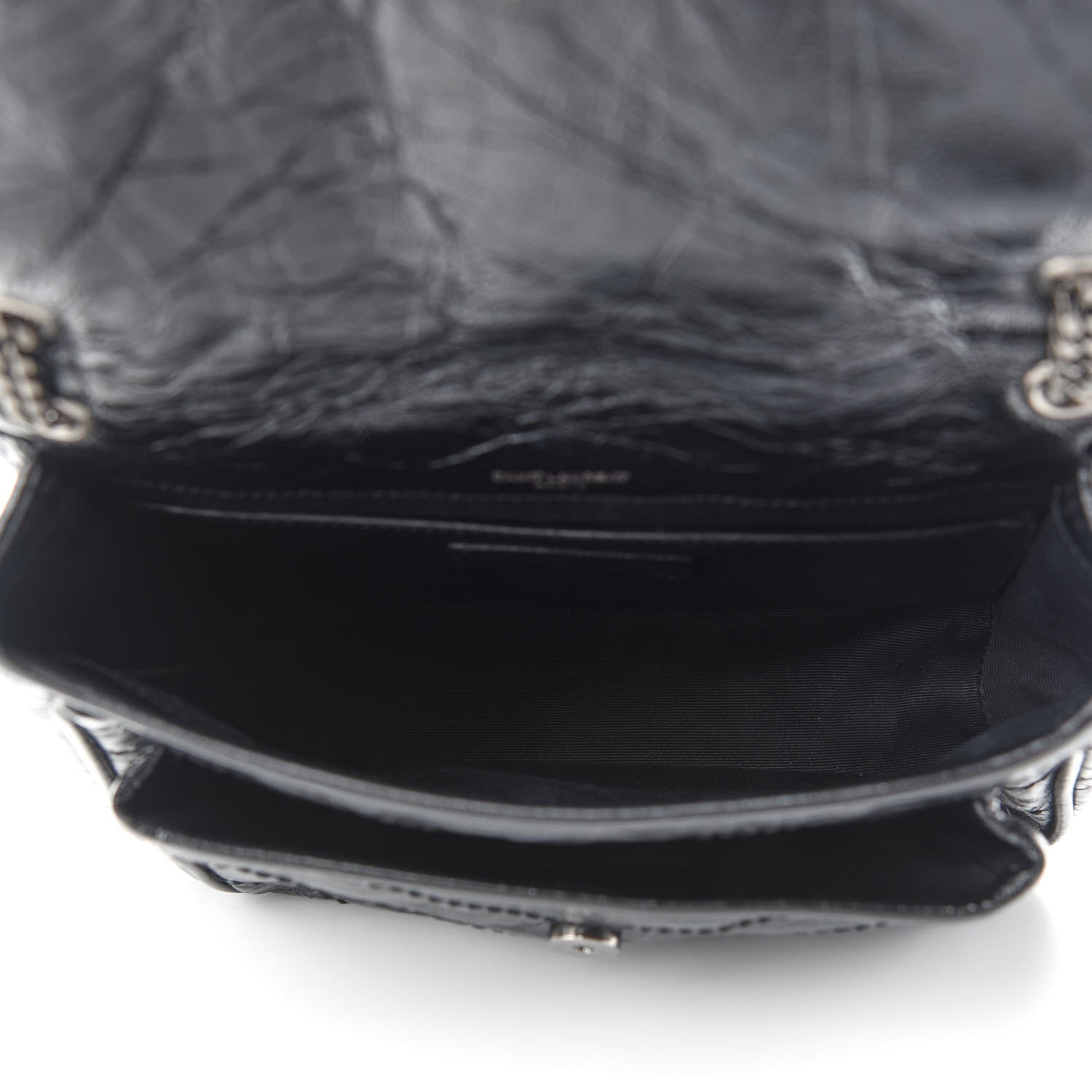 Saint Laurent Crinkled Calfskin Matelasse Monogram Baby Niki Chain Satchel Black 7 of 8
