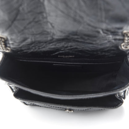 Saint Laurent Crinkled Calfskin Matelasse Monogram Baby Niki Chain Satchel Black 7 of 8