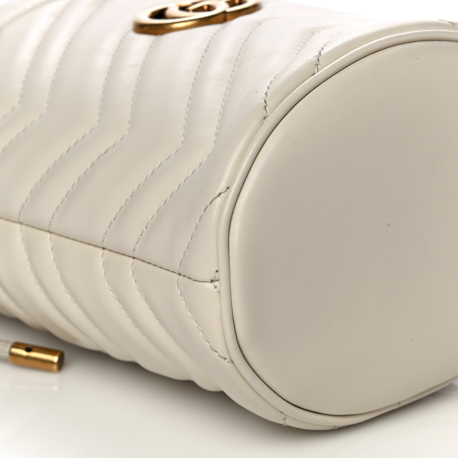 Gucci Calfskin Matelasse Mini GG Marmont 2.0 Bucket Bag White 9 of 11