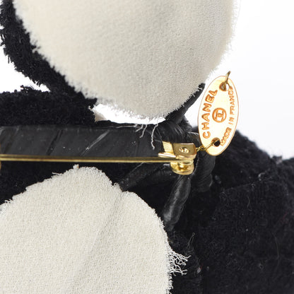 Chanel Wool Rose Brooch Black White 4 of 4