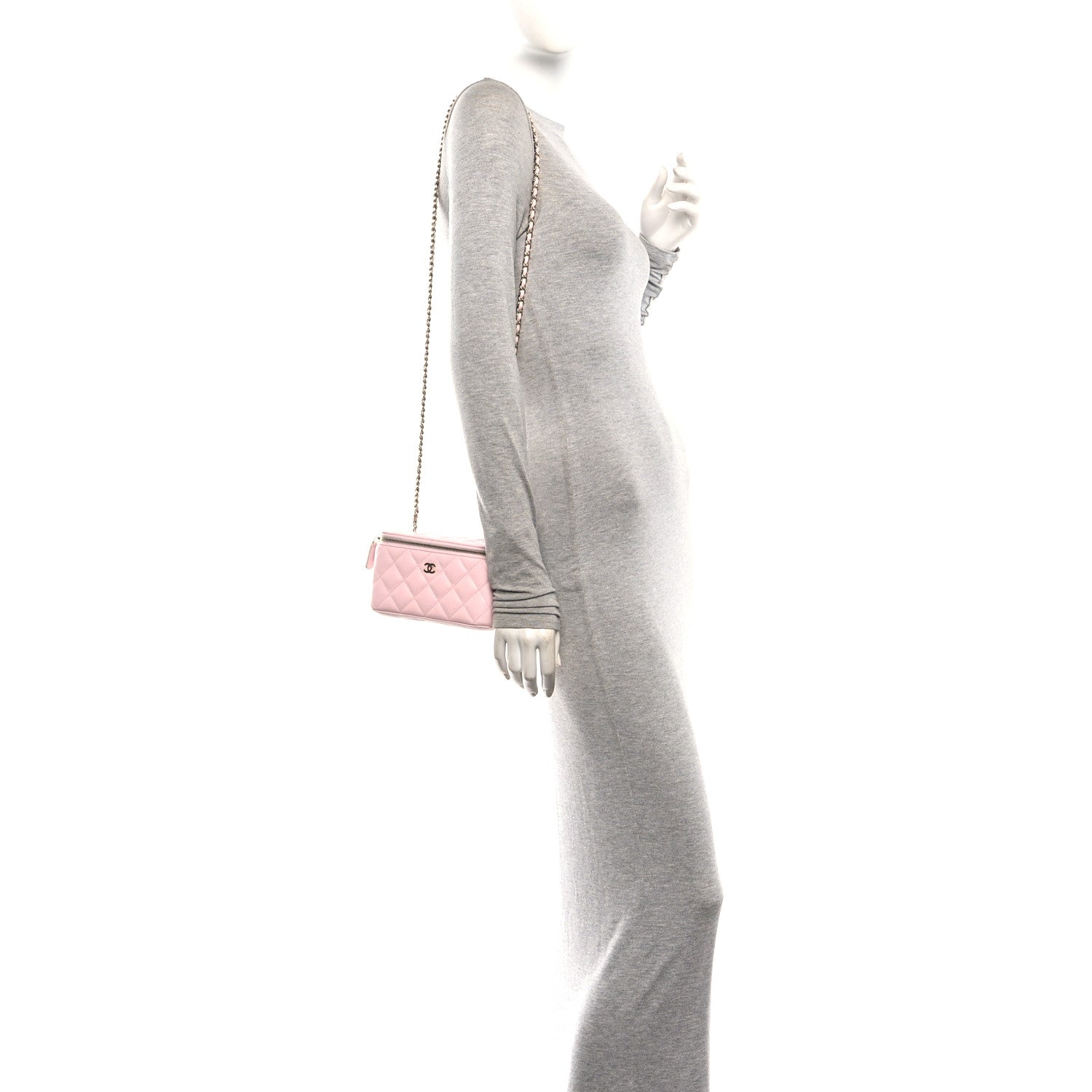 Chanel Caviar Quilted Small Vanity Case With Chain Pink 2 of 10