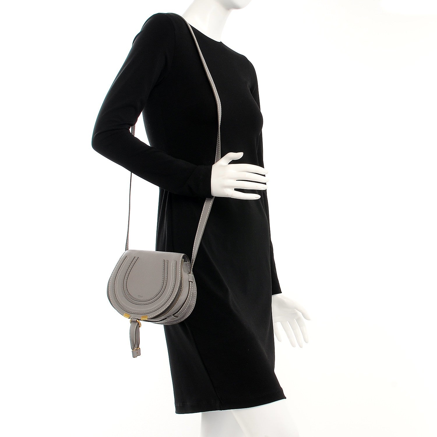 Chloe Calfskin Mini Marcie Round Crossbody Bag Cashmere Grey 2 of 7