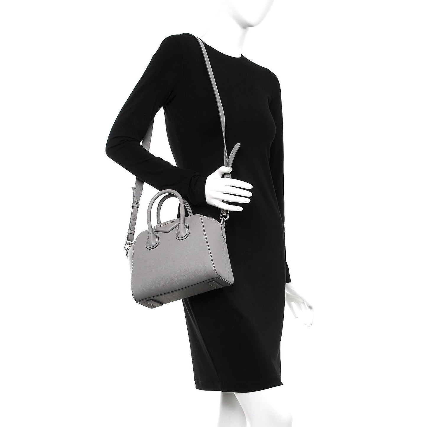 Sugar Goatskin Mini Antigona Pearl Grey