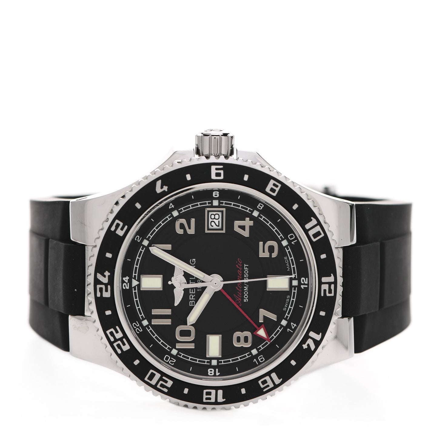 Stainless Steel Rubber 42mm SuperOcean GMT Automatic Watch Black A32380