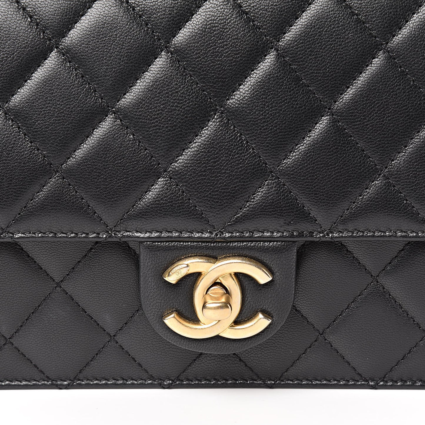 Lambskin Quilted Small Chic Pearls Flap Black