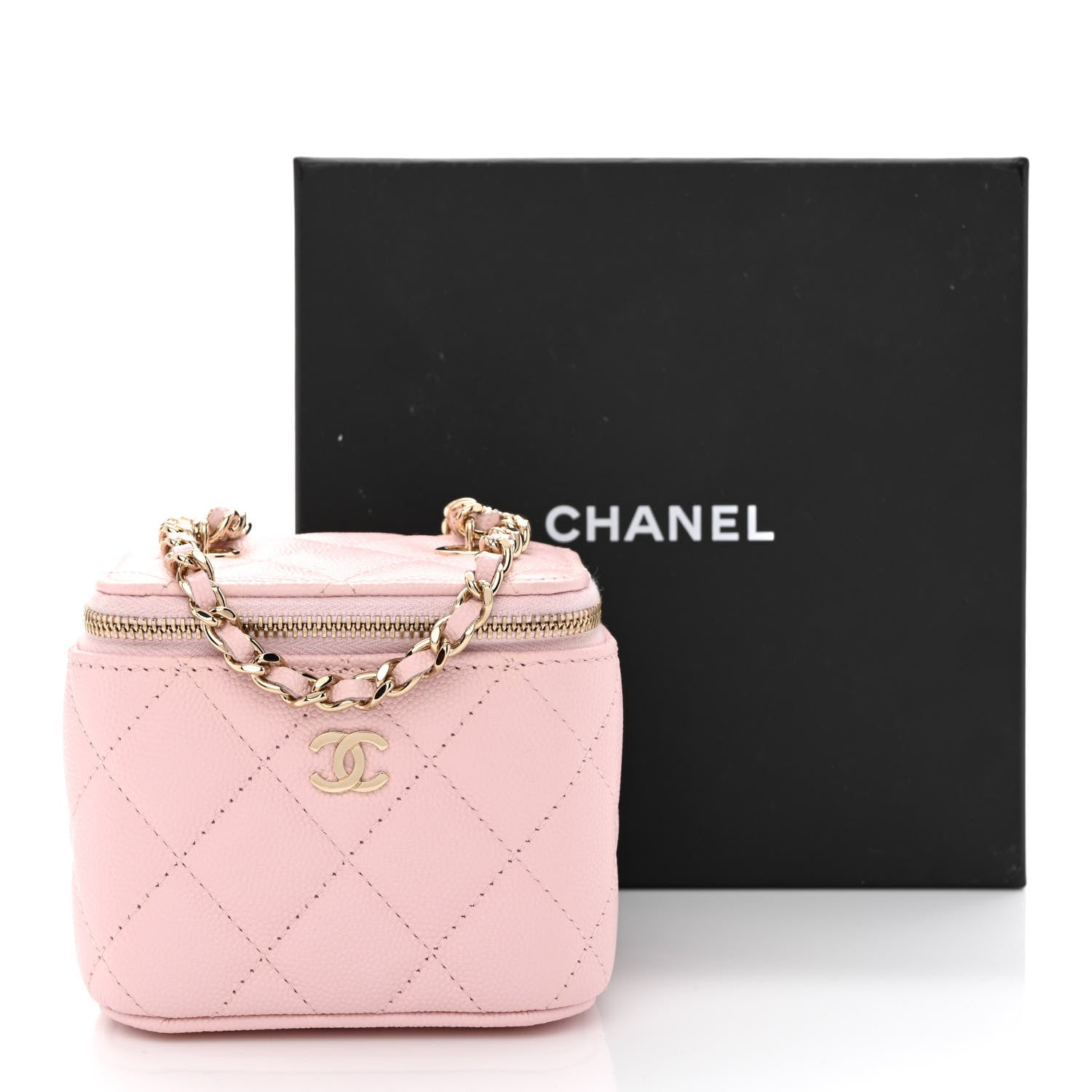 Chanel Caviar Quilted Mini Vanity Case With Chain Light Pink 11 of 11