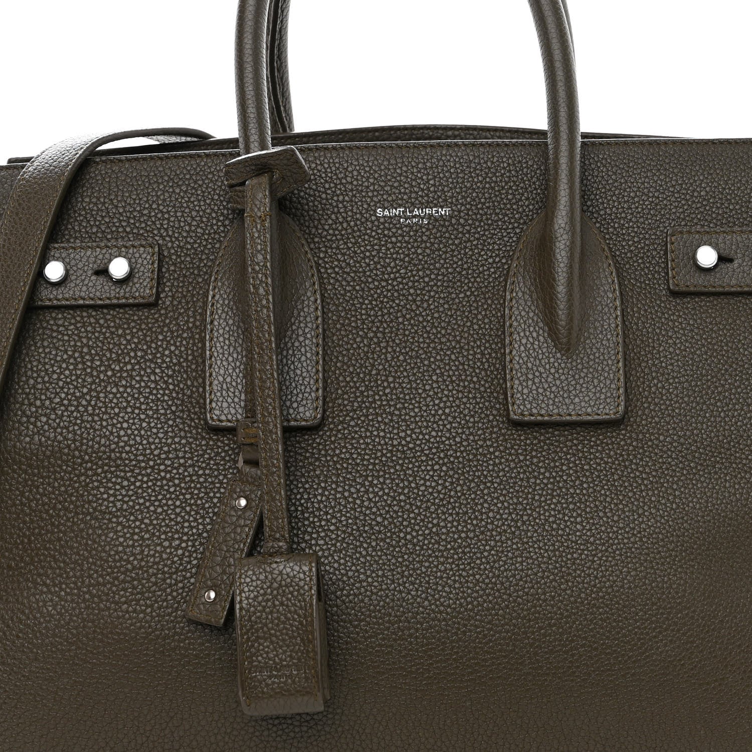 Saint Laurent Grained Calfskin Small Supple Sac De Jour Kaki Militaire 8 of 12