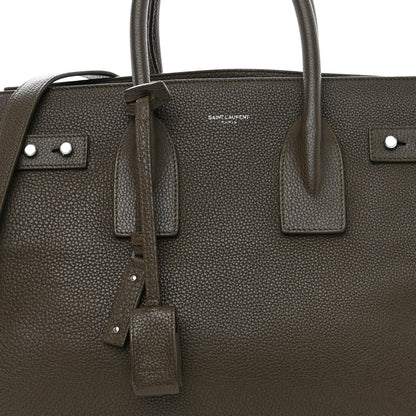 Saint Laurent Grained Calfskin Small Supple Sac De Jour Kaki Militaire 8 of 12