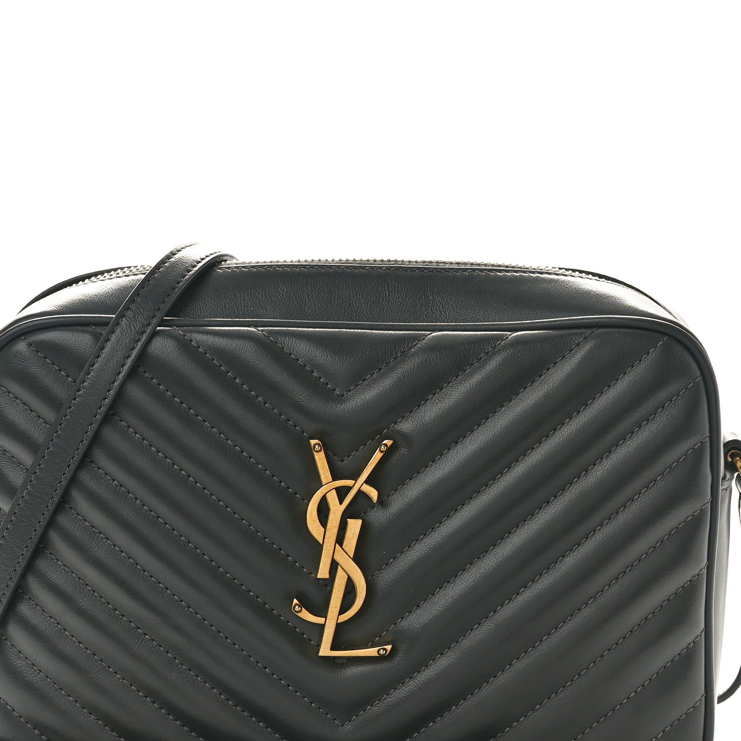 Saint Laurent Calfskin Matelasse Monogram Lou Camera Bag Storm 8 of 10