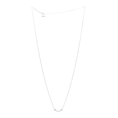 Tiffany 18K White Gold Diamond Mini T Smile Pendant Necklace 3 of 6