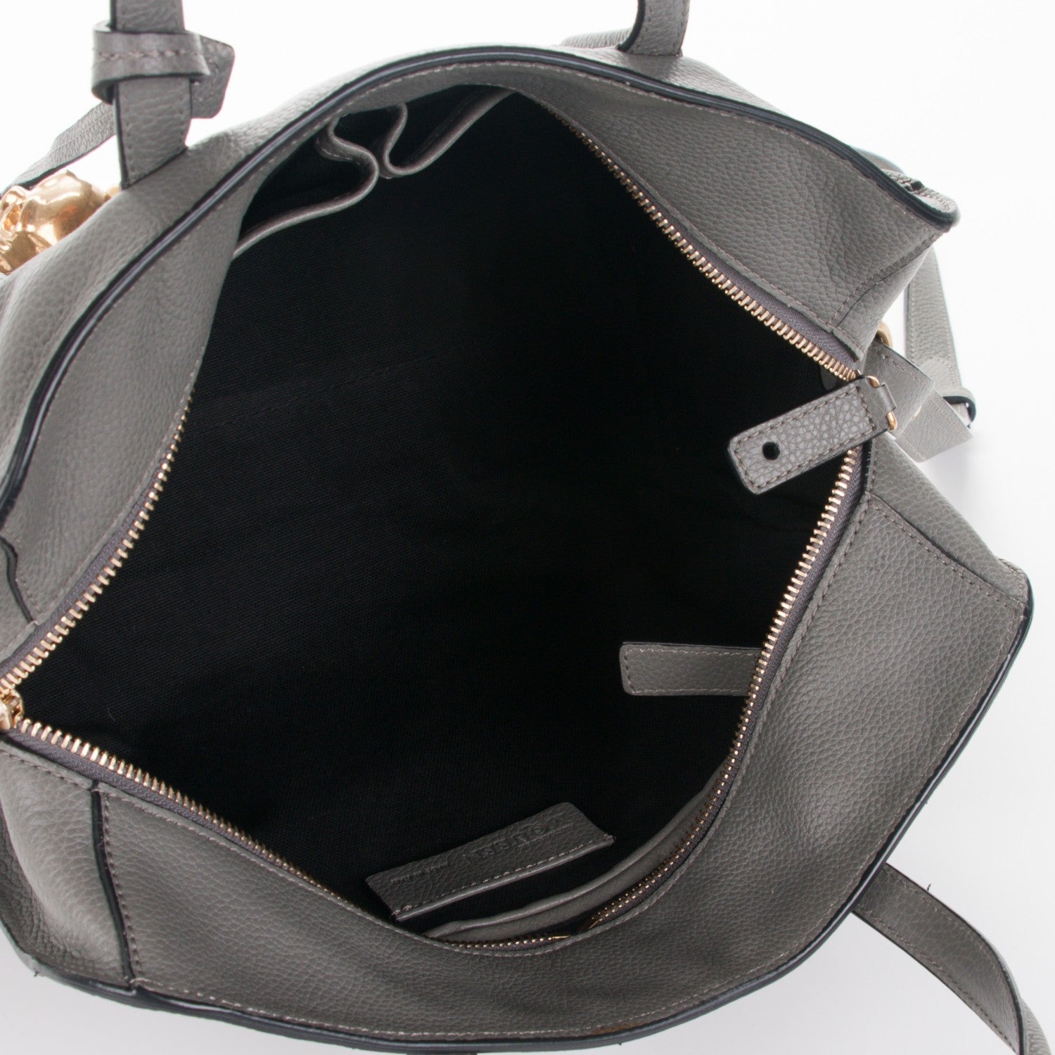 Alexander McQueen Pebbled Calfskin Small Skull Padlock Zip Around Tote Grey 5 of 7