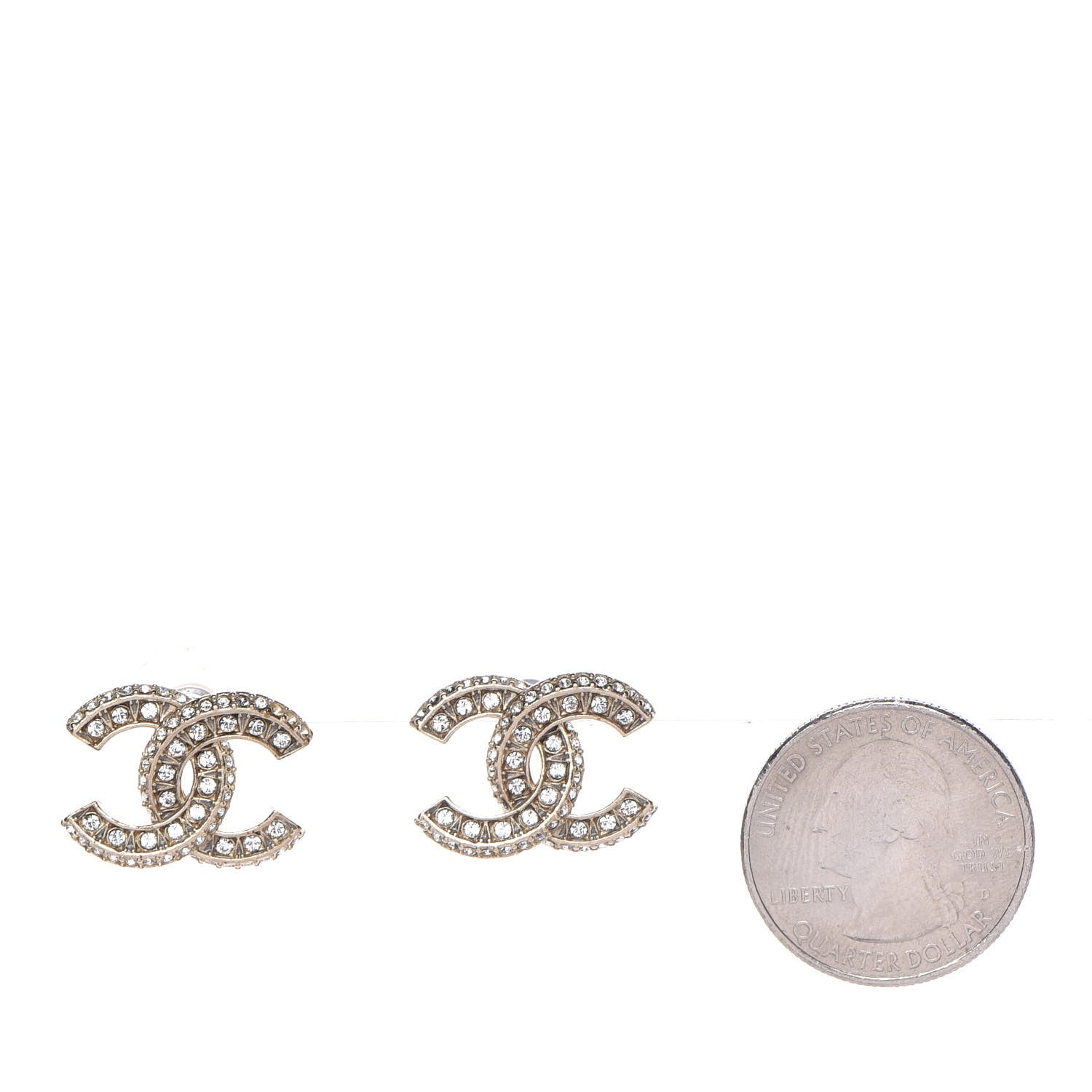 Chanel Crystal CC Earrings Gold 2 of 5
